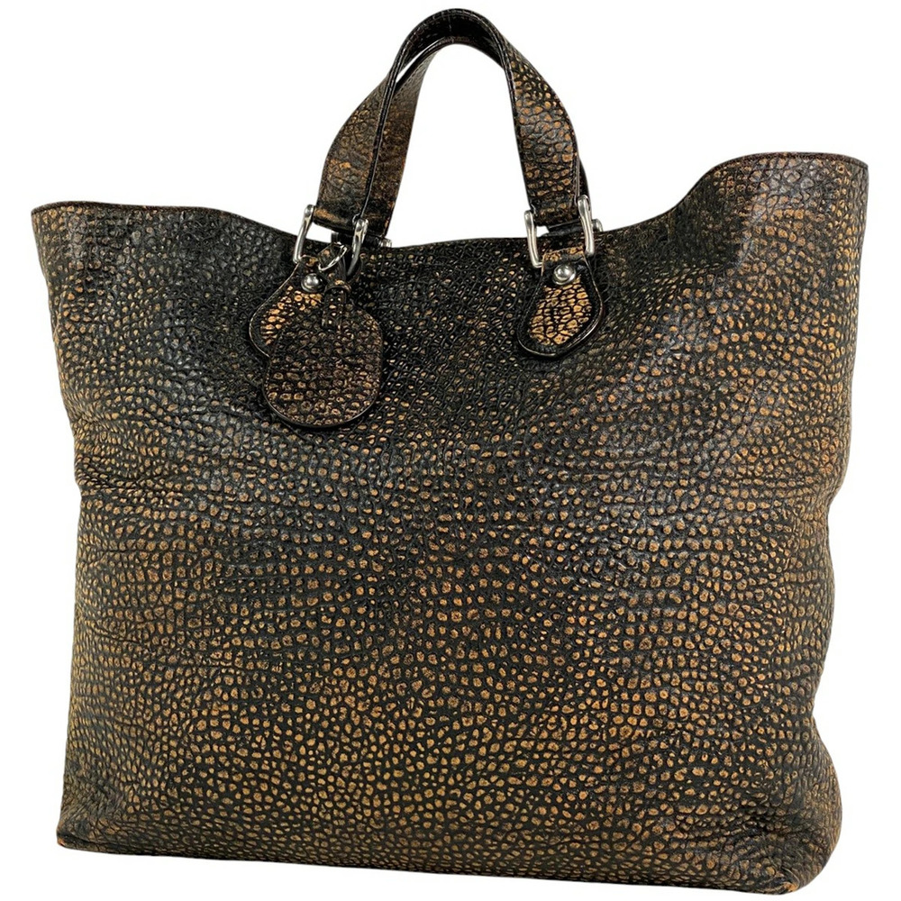 Gucci logo tote bag handbag leather brown